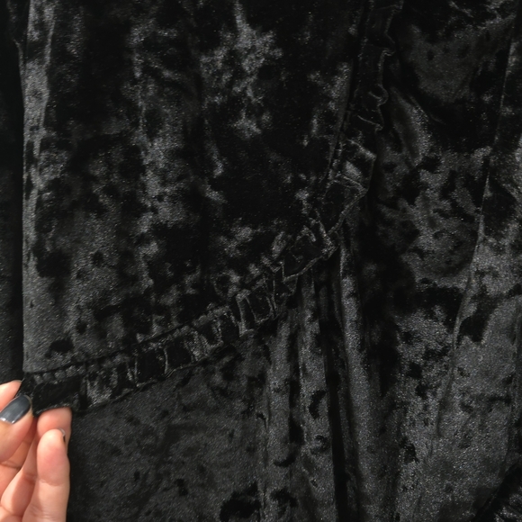 MICHAEL Michael Kors Crushed Black Velvet Bodycon Long Sleeve Dress, Ruffles, XL - Picture 11 of 15